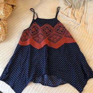 Orange and blue summer top